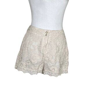 Max & Riley High Waisted Capricorn Lace Dressy Shorts Cream Bohemian SZ XL